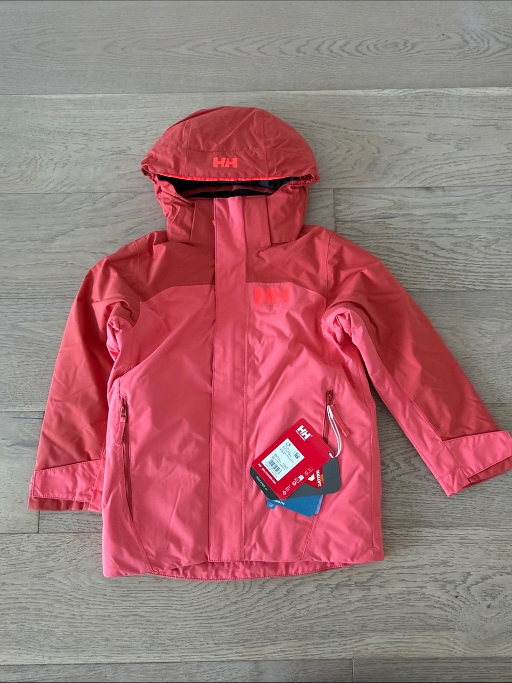Helly Hansen Pink Coral Hooded Kids Rain Jacket